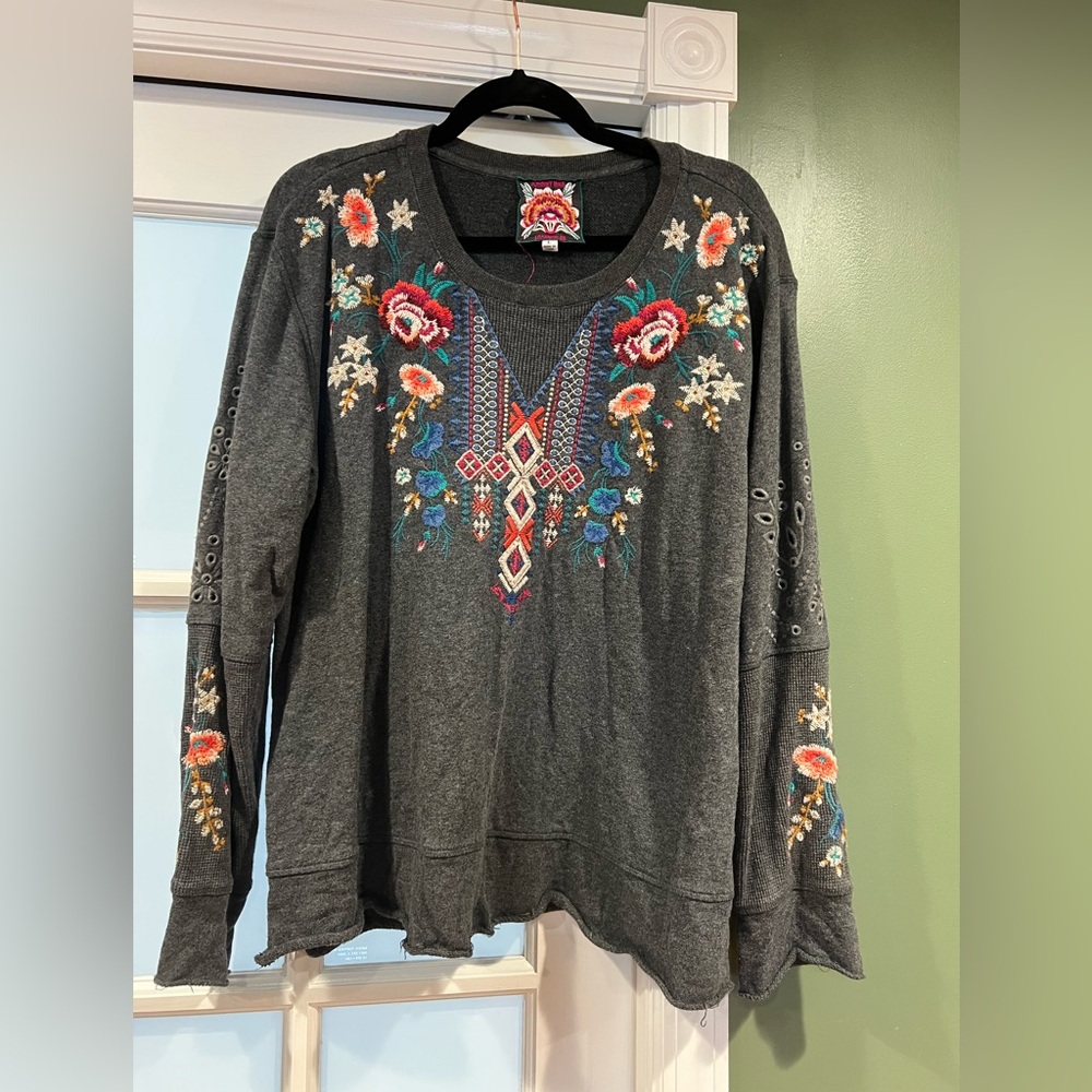 Johnny Was embroidered sweatshirt